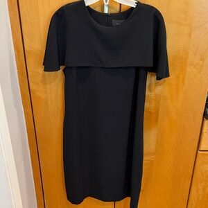 Adelyn Rae Black Cape-Overlay Midi Dress